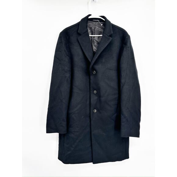 Reiss Gable Black Wool Blend Single Breasted Epsom Overcoat Size XXL - Picture 3 of 11